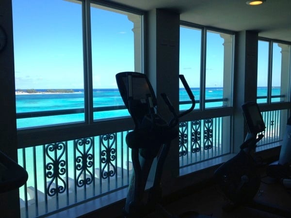 Sandals Royal Bahamian Fitness Center gym with view