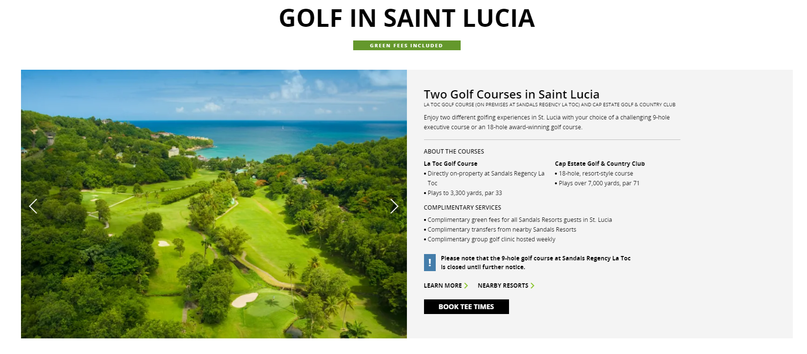 Sandals Grande St Lucian Golf 